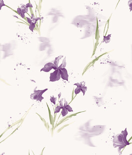 紫色鸢尾花水彩花卉图案