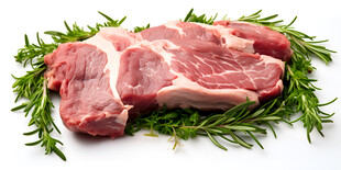 新鲜生猪肉配迷迭香