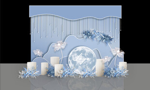 梦幻蓝白色系婚礼场景布置