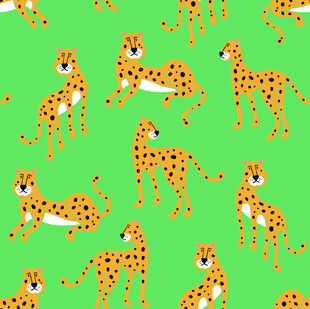 绿底卡通豹