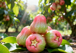 果园中堆叠的莲雾