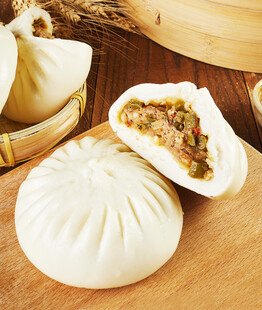 美味肉馅包子特写