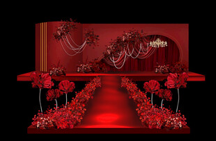 红色浪漫婚礼舞台布置