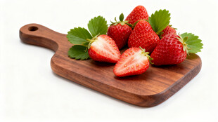 木盘上的新鲜草莓