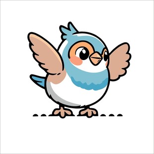 可爱蓝白小鸟展翅欲飞