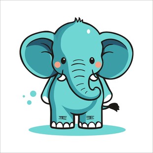 可爱蓝色小象卡通形象