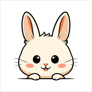 可爱白兔探头