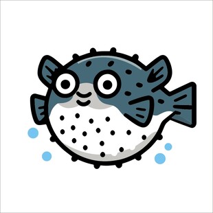 可爱卡通小刺豚形象