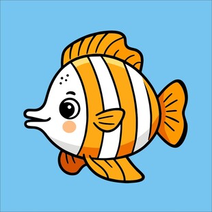 可爱条纹小鱼插画