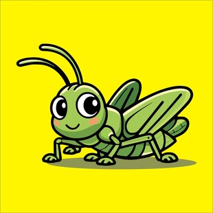 可爱绿色卡通蚱蜢形象