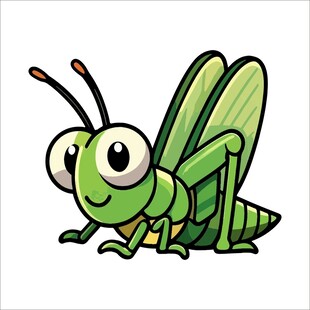可爱绿色卡通蚱蜢形象