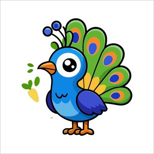 可爱卡通小孔雀