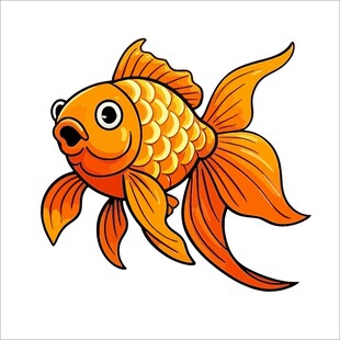 可爱卡通金鱼插画