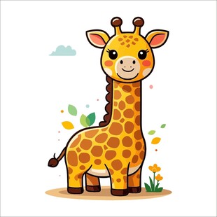 可爱长颈鹿插画