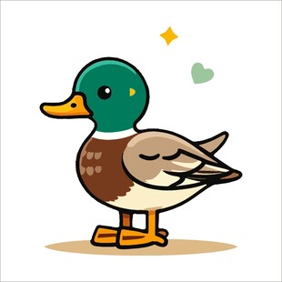 可爱卡通绿头鸭