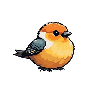 可爱圆胖小鸟插画