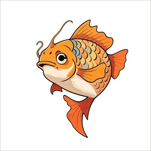 可爱卡通金鱼插画