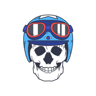 骷髅头配蓝色骑行头盔