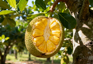 树上切开的菠萝蜜