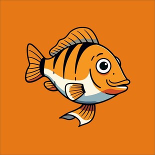 卡通条纹金鱼插画