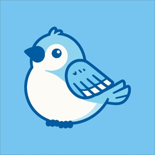 蓝色卡通小鸟形象设计