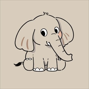 可爱卡通小象坐着