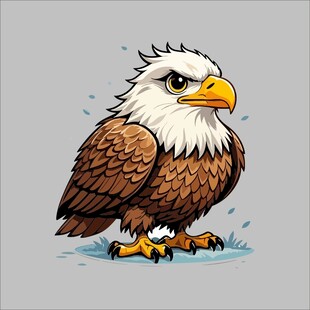 站立的卡通白头鹰形象
