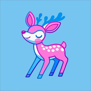 可爱粉色小鹿卡通形象
