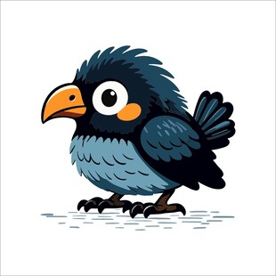 可爱蓝羽小鸟插画