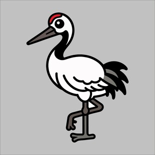 单腿站立的卡通丹顶鹤