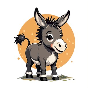 可爱小毛驴插画