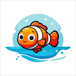 可爱小丑鱼在水中游动