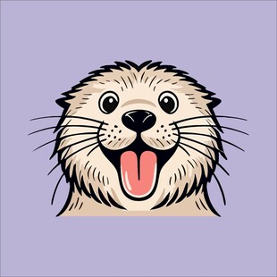 可爱海獭吐舌卡通形象