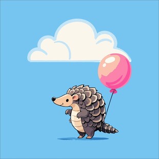 小刺猬与粉色气球