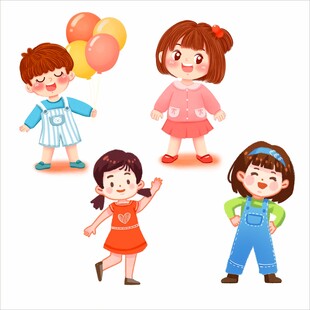 欢乐玩耍的可爱小朋友