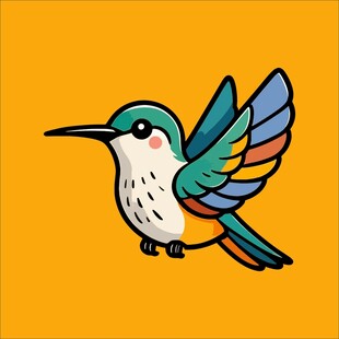 彩色蜂鸟卡通形象