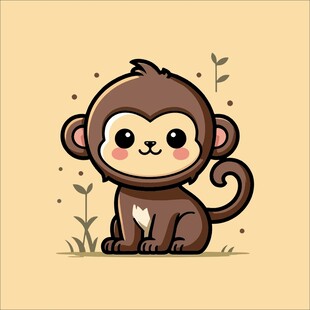 可爱小猴子插画