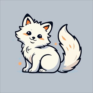 可爱坐姿小白狐