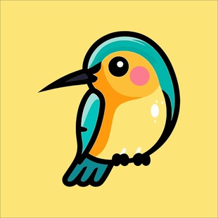 可爱卡通翠鸟形象