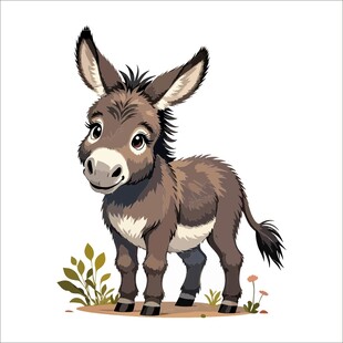 可爱小毛驴插画