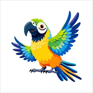 彩色鹦鹉展翅飞翔