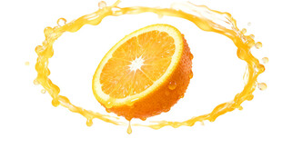 橙子切片溅出新鲜果汁