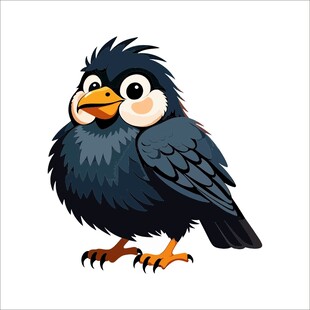 可爱卡通黑鸟形象