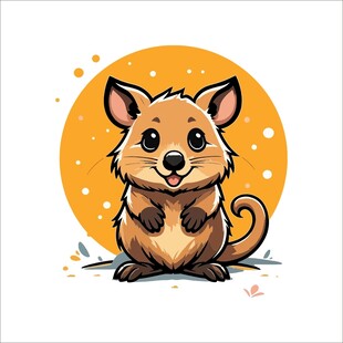 可爱卡通小狗坐于圆月下