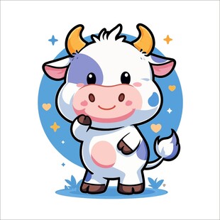 可爱卡通小牛形象