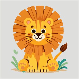 可爱卡通狮子插画