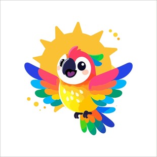 彩色飞鸟展翅飞翔