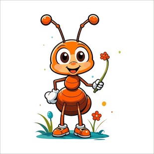 可爱蚂蚁手持小花