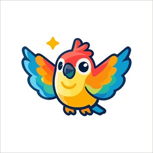 彩色飞翔鹦鹉卡通形象