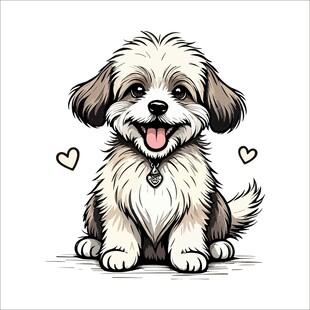 可爱小狗坐立吐舌超萌